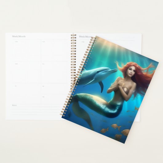 イルカと一緒に泳ぐ天使のような人魚 プランナー手帳 (ディスプレー)