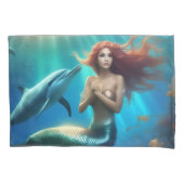 イルカと一緒に泳ぐ天使のような人魚 枕カバー (正面左)