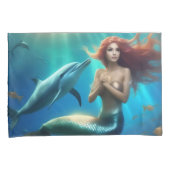 イルカと一緒に泳ぐ天使のような人魚 枕カバー (正面右)