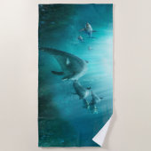イルカと一緒に泳ぐ ビーチタオル (正面)