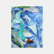 イルカと人魚のパーティー投げ毛布