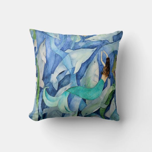 イルカと人魚のパーティー枕 クッション (正面)