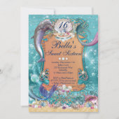 イルカと人魚の海の下のパーティー招待状 招待状 (正面)