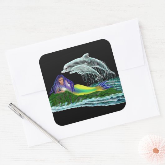 イルカと人魚 スクエアシール (封筒)