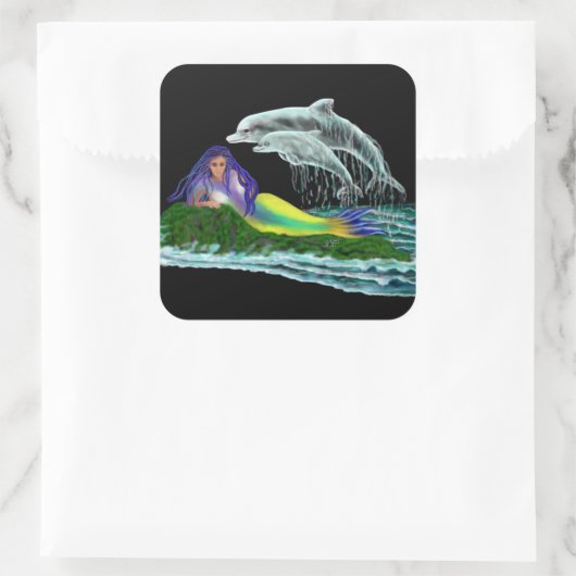 イルカと人魚 スクエアシール (バッグ)