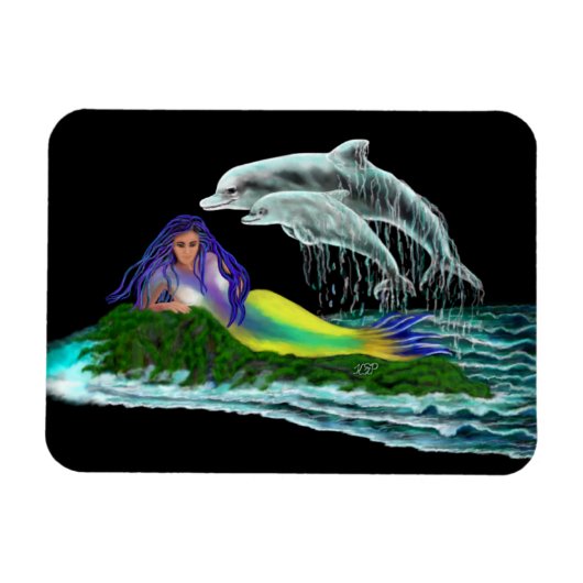 イルカと人魚 マグネット (横)