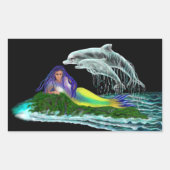 イルカと人魚 長方形シール (正面)