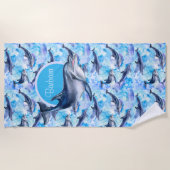 イルカと個人的に泳ぐ ビーチタオル (正面)
