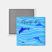 イルカと太陽のパーソナライズあなたの名前または文字を追加 マグネット (正面/裏面)