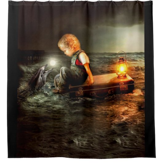 イルカと少年 シャワーカーテン (正面)
