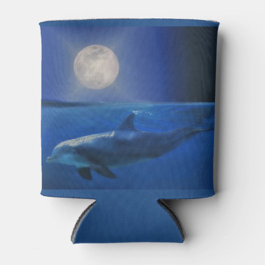 イルカと月 海のデザイン 缶クーラー (正面)