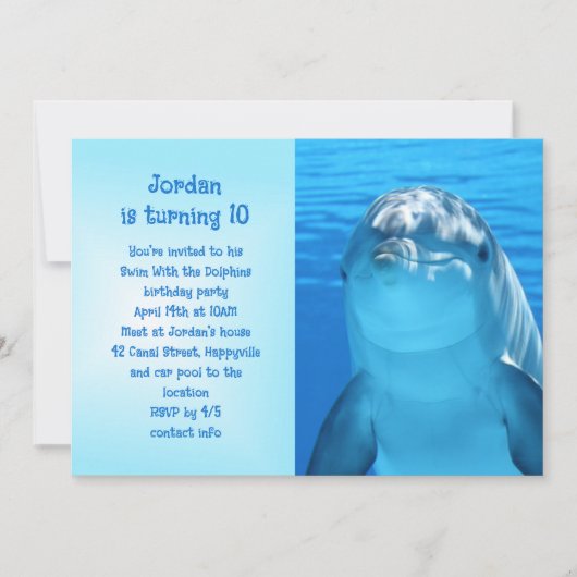 イルカと泳ぐ子供の誕生日パーティー 招待状 (正面)