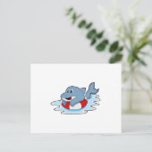 イルカと泳ぐ用の浮き輪のPNG ポストカード (スタンド正面)