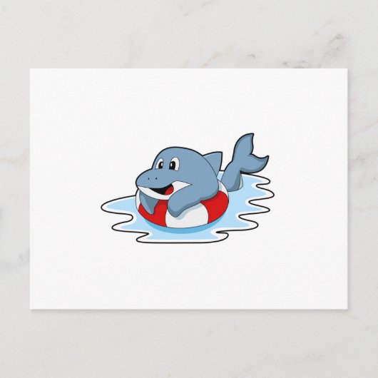 イルカと泳ぐ用の浮き輪のPNG ポストカード (正面)