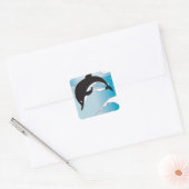 イルカと泳ぐ スクエアシール (封筒)