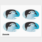 イルカと泳ぐ 楕円形シール (シート)