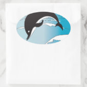 イルカと泳ぐ 楕円形シール (バッグ)