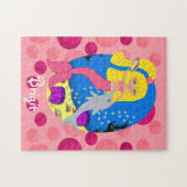 イルカと海のピンクの人魚 ジグソーパズル (横)