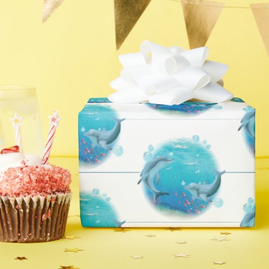 イルカと海の生活 ラッピングペーパー (誕生日パーティー)