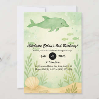 イルカと海底の庭の誕生日  招待状