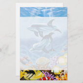 イルカと熱帯魚芸術 便箋 (正面/裏面)