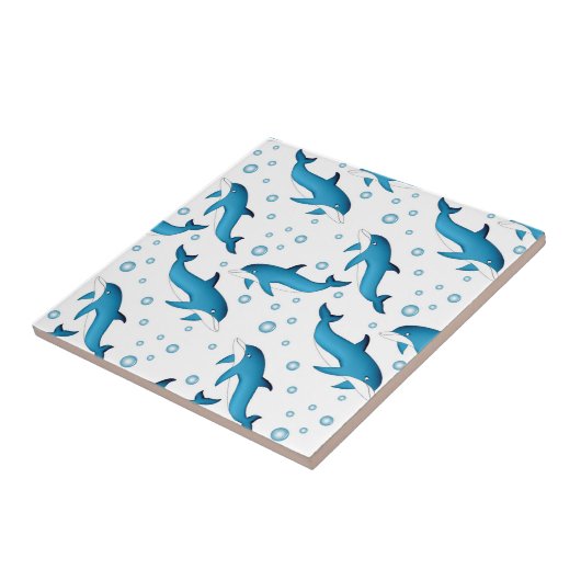 イルカと白い泡。セラミックタイル タイル (側面)