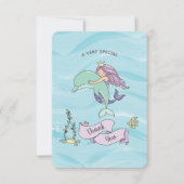 イルカと白い肌の紫の人魚 サンキューカード (正面)