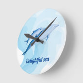 イルカと素晴らしい海 ラウンド壁時計 (傾斜)