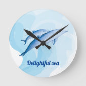 イルカと素晴らしい海 ラウンド壁時計 (正面)