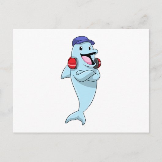 イルカと音楽を聞く ポストカード (正面)