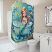 イルカと魔法の人魚のバスタイム シャワーカーテン (インサイチュ)