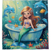 イルカと魔法の人魚のバスタイム シャワーカーテン (正面)