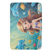 イルカと魔法の人魚のバスタイム バスマット (正面縦)