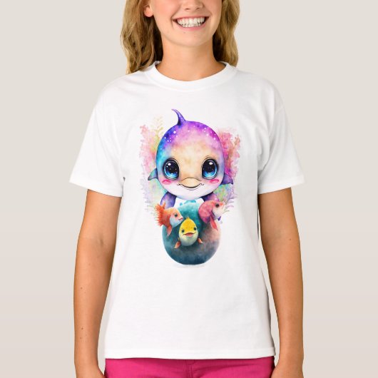 イルカと魚の友達 Tシャツ (正面)