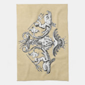 イルカにトライデントを持つチェルブ キッチンタオル (縦)