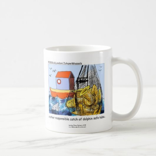 イルカに優しいチューバの面白いコーヒーマグ コーヒーマグカップ (右)
