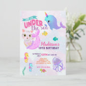 イルカねこ人魚パーマイドの誕生日招待状 招待状 (スタンド正面)