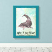 イルカのまわりにの飛び散りが素晴らしある キャンバスプリント (インサイチュ (ウッドフロア))