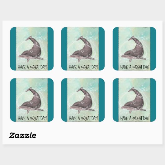 イルカのまわりにの飛び散りが素晴らしある スクエアシール (シート)