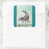 イルカのまわりにの飛び散りが素晴らしある スクエアシール (バッグ)