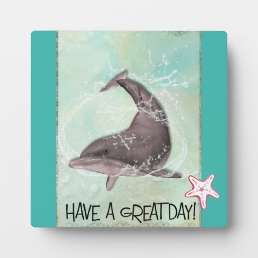 イルカのまわりにの飛び散りが素晴らしある フォトプラーク (正面)