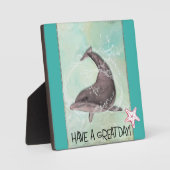 イルカのまわりにの飛び散りが素晴らしある フォトプラーク (正面)