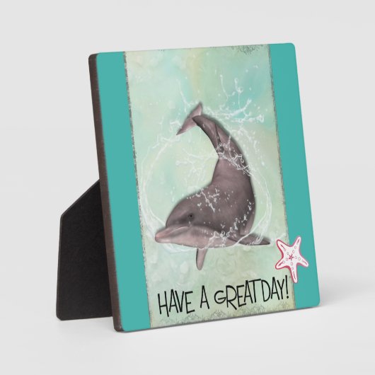 イルカのまわりにの飛び散りが素晴らしある フォトプラーク (正面)