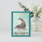 イルカのまわりにの飛び散素晴らしり ポストカード (スタンド正面)