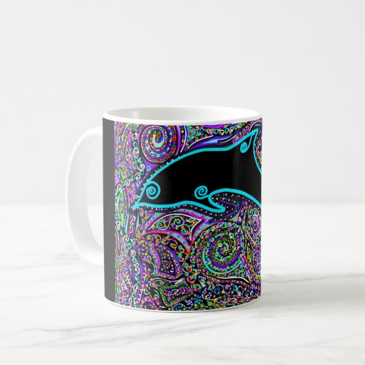 イルカのアートデザイン コーヒーマグカップ (正面左)