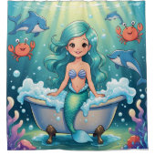 イルカのカニと魔法の人魚のバスタイム シャワーカーテン (正面)