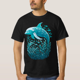イルカのグラフィックデザイン 海の生物アート Tシャツ