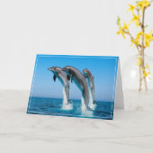 イルカのグリーティングカード カード (黄色い花)