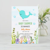 イルカのシャワー誕生日招待状 招待状 (スタンド正面)