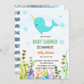 イルカのシャワー誕生日招待状 招待状 (正面/裏面)